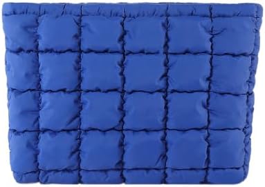 Puffy Quilted Makeup Bag for Women, Cosmetic Bag, Travel Toiletry Organizer Pouch Clutch (Black)